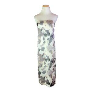 Helmut Lang Size 2 Strapless Crypsis-Print Dress Silk Grey
